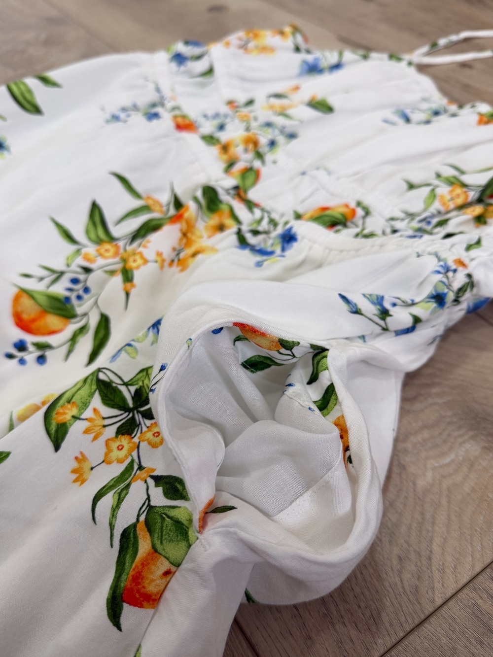 Time and Tru White Floral Print Spaghetti Strap Top - Picture 3 of 4